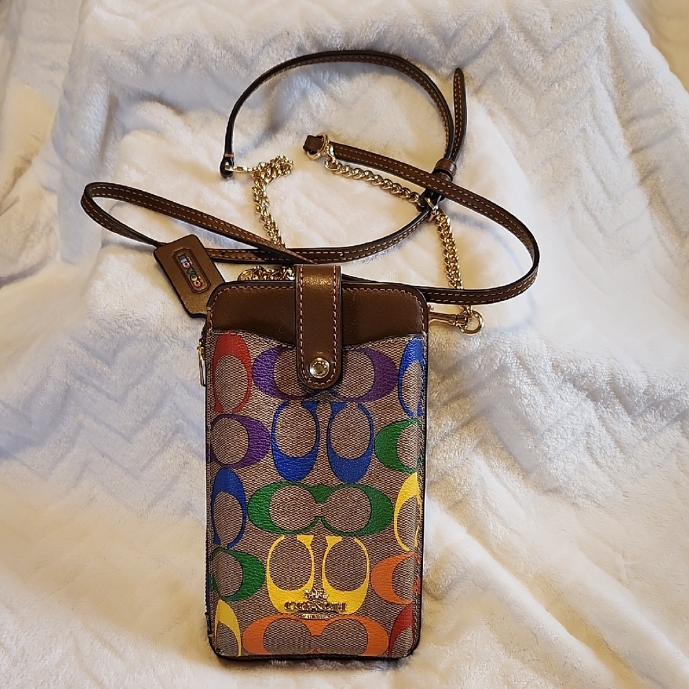 Coach Signature Multicolor Phone Crossbody